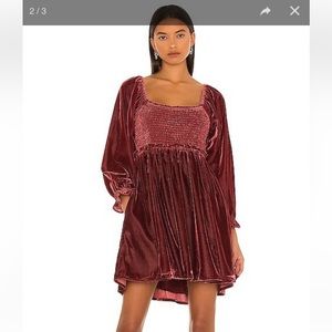 $128 NWT Free People Daphne Velvet Sleeve Mini Dress